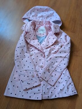 Jessica Simpson Pink Polka Dot Hooded Raincoat